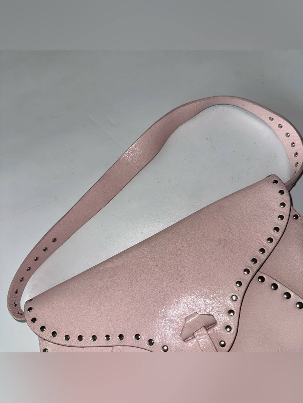 Celine Triomphe Poulbot Vintage Italy Designer Shoulder Bag Pink Studded - Picture 4 of 16